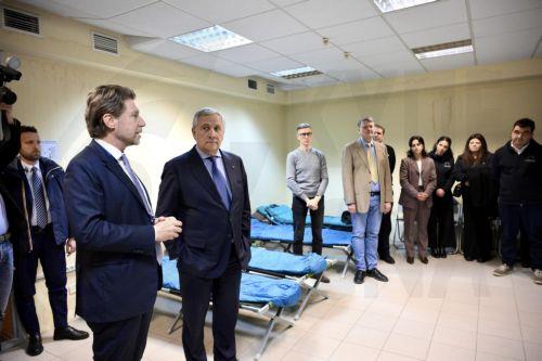epa12862063 Italian Foreign Minister Antonio Tajani, with Italy's ambassador to Ukraine Carlo Formosa, meets staff at the Italian Embassy in Kyiv, Ukraine, 31 March 2026.  EPA/ALESSANDRO DI MEO