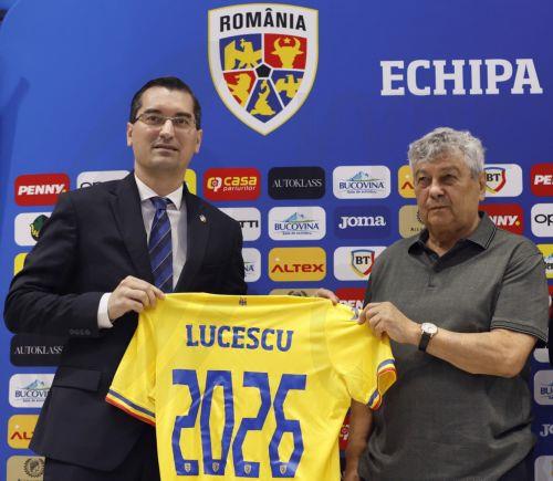 epa12874172 (FILE) - Romanian Soccer Federation (FRF) president Razvan Burleanu (L) and newly appointed head coach Mircea Lucescu (R) pose during a press conference held at the FRF headquarters in Bucharest, Romania, 06 August 2024 (Reissued 07 April 2026). Romanian head coach Mircea Lucescu, died on 07 April 2026, at the age of 80.  EPA/ROBERT GHEMENT