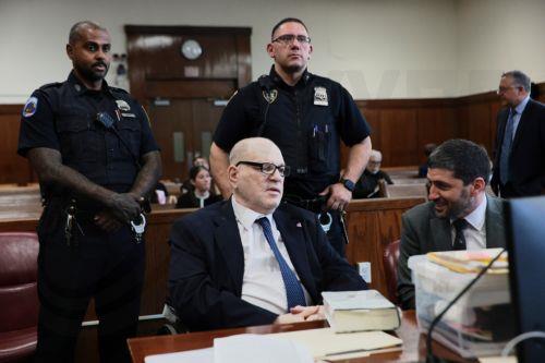 epa12909599 Former Hollywood film producer Harvey Weinstein (C) appears in the Manhattan Supreme Court for his retrial in New York, New York, USA, 23 April 2026. Weinstein is back in court for a retrial that began on 14 April on third-degree rape charges involving Jessica Mann, an actress who starred in the 2015 romantic comedy 'This Isn't Funny. He will...