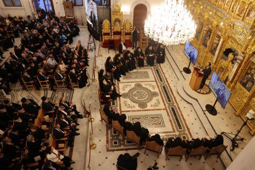 Ο Πρόεδρος της Δημοκρατίας κ. Νίκος Χριστοδουλίδης απευθύνει χαιρετισμό στην τελετή απονομής του Χρυσού Παρασήμου του Αποστόλου Βαρνάβα, ύψιστης τιμητικής διακρίσεως της Αγιωτάτης Εκκλησίας της Κύπρου, στον Πανιερώτατο Μητροπολίτη Κύκκου και Τηλλυρίας κ.κ. Νικηφόρο, για τη συνολική προσφορά του στην Εκκλησία και την Κοινωνία.