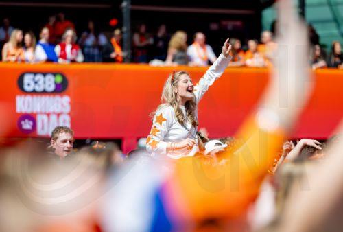 epa12917058 People attend the Radio 538 King's Day celebration in Breda, the Netherlands, 27 April 2026. Every year, the festival draws nearly 40,000 visitors to the Chasseveld. The national holiday of 'Koningsdag' (King's Day) marks the birthday of the Dutch monarch.  EPA/IRIS VAN DEN BROEK
