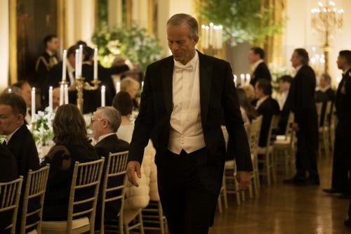 epa12920797 Guests, including Senate Majority Leader John Thune (C), attend a state dinner hosted by US President Donald Trump in honor of Britain's King Charles III and Queen Camilla at the White House in Washington, DC, USA, 28 April 2026. The British royal couple is on a four-day state visit to the US as part of events marking the 250th anniversary of...