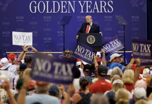 epa12927369 US President Donald J. Trump delivers remarks during an event with seniors in The Villages, Florida, USA, 01 May 2026. Trump outlined tax proposals for retirees, including a senior deduction aimed at reducing taxes on Social Security benefits and other retirement-related measures.  EPA/CRISTOBAL HERRERA-ULASHKEVICH