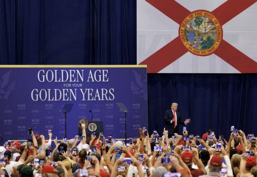 epa12927377 US President Donald J. Trump delivers remarks during an event with seniors in The Villages, Florida, USA, 01 May 2026. Trump outlined tax proposals for retirees, including a senior deduction aimed at reducing taxes on Social Security benefits and other retirement-related measures.  EPA/CRISTOBAL HERRERA-ULASHKEVICH