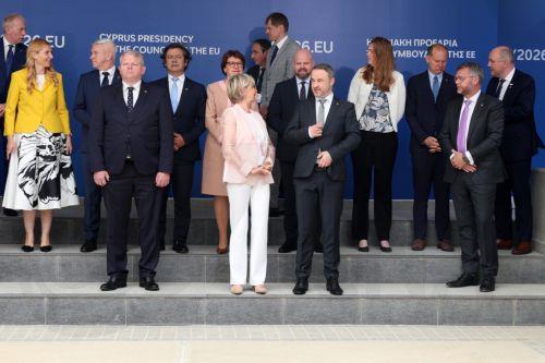 epa12931643 Ministers prepare for a family photo after the informal meeting of EU ministers for agriculture in Lefkosia, Cyprus, 04 May 2026. Agriculture Ministers, EU Officials and stakeholders are meeting in a session during which the World Bank officials will present the main outcomes of the study 'Solutions for Better Agri-Risk Management in the...