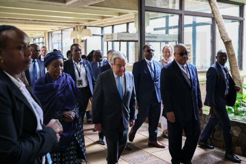 epa12946953 United Nations Secretary-General Antonio Guterres (C) arrives to attend a session of the Africa Forward Summit 'Africa-France Partnerships for Innovation and Growth' in Nairobi, Kenya, 11 May 2026. The summit runs from 11-12 May 2026 and brings together French President Emmanuel Macron, Kenyan President William Ruto, and other African heads of...