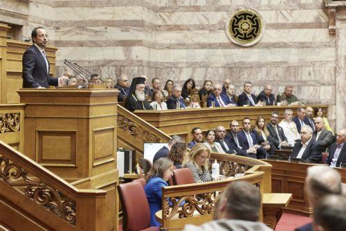 (ΞΕΝΗ ΔΗΜΟΣΙΕΥΣΗ) Ειδική συνεδρίαση της Ολομέλειας της Βουλής των Ελλήνων κατά την οποία απευθύνεται στο Σώμα ο Πρόεδρος της Κυπριακής Δημοκρατίας Νίκος Χριστοδουλίδης, παρουσία του πρωθυπουργού Κυριάκου Μητσοτάκη, Αθήνα, Πέμπτη 14 Μαΐου 2026. ΑΠΕ-ΜΠΕ/ΓΡΑΦΕΙΟ ΤΥΠΟΥ ΠΡΩΘΥΠΟΥΡΓΟΥ/ΔΗΜΗΤΡΗΣ ΠΑΠΑΜΗΤΣΟΣ