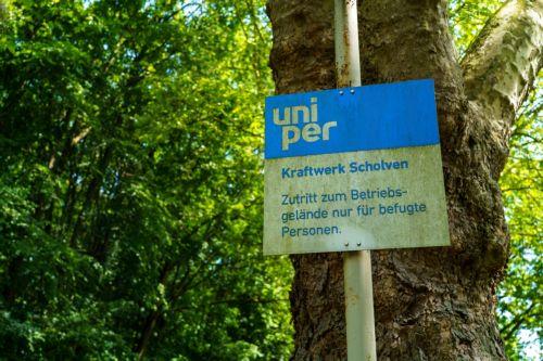 epa13003751 A sign at the entrance to the Uniper Scholven power plant reads, 'Scholven Power Plant. Access to the premises is restricted to authorized personnel only,' in Gelsenkirchen, Germany, 29 May 2026. Members of the organization 'Ende Gelaende' entered the plant's grounds during a protest action, leading to a blockade of the facility.  EPA/CHRISTOPH...
