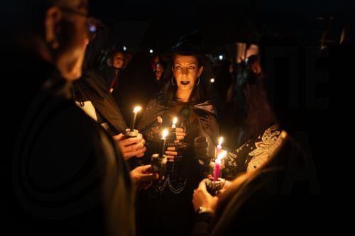 epa13003895 Attendees walk during the Convention of Witches and Wizards, an event focused on the world of magic and the occult, in Paranapiacaba, Sao Paulo, Brazil, 29 May 2026.  EPA/Isaac Fontana