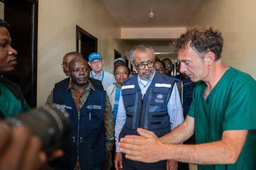 epa13006212 World Health Organization (WHO) Director-General Tedros Adhanom Ghebreyesus (C) visits a renovated building designed for the treatment of Ebola virus patients in Bunia, Ituri, Democratic Republic of Congo, 31 May 2026. According to WHO, the Bundibugyo virus disease (BVD) outbreak in the Democratic Republic of the Congo and Uganda continues to...