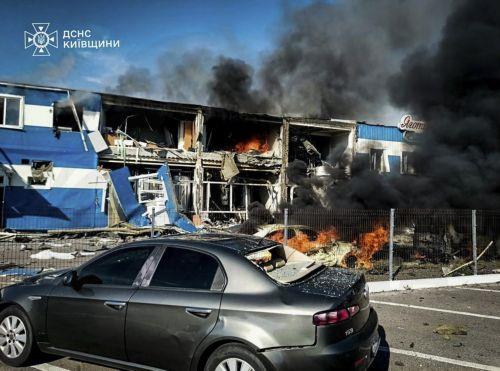 epa13017292 A handout photo made available by the State Emergency Service shows the site of a Russian strike on a food industry enterprise in Kyiv's area, Ukraine, 05 June 2026, amid the ongoing Russian invasion. At least four people were killed and four others were injured in an overnight Russian attack on the food industry enterprise, according to the...