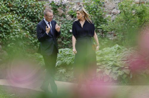epa13017683 Latvian President Edgars Rinkevics (L) and Netherlands' Queen Maxima (R) walk and talk during their meeting in Riga, Latvia, 05 June 2026. Later Queen Maxima, the United Nations Secretary-General’s Special Advocate for Financial Health (UNSGSA), will be speaking at the opening of the 35th Annual Meeting of the Board of Governors of the European...