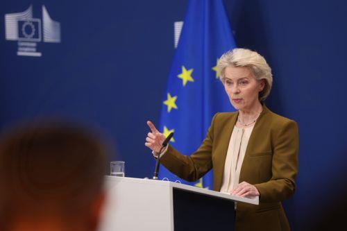 epa13025897 European Commission President Ursula von der Leyen delivers a press statement on the European Union's proposed 21st package of sanctions against Russia in Brussels, Belgium, 09 June 2026. The proposed measures are expected to target Russia's energy revenues, financial sector, military-industrial complex, and sanctions circumvention networks as...