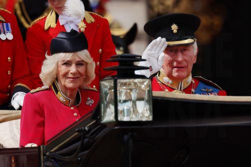 epa13034107 Britain's King Charles III (R) and Queen Camilla (L) depart Buckingham Palace during the Trooping the Colour, The King's Birthday Parade in London, Britain, 13 June 2026. Trooping the Colour is a ceremonial event performed each year by regiments of the Household Division to celebrate the official birthday of the British sovereign.  EPA/ANDY RAIN