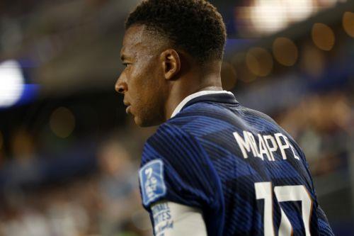 epa13057579 Kylian Mbappe of France looks on during the FIFA World Cup 2026 group stage match France against Iraq, in Philadelphia, Pennsylvania, USA, 22 June 2026.  EPA/WILL OLIVER