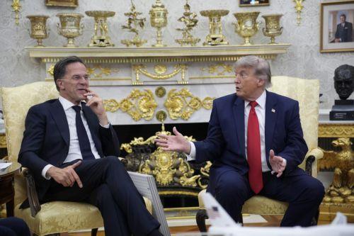 epa13062053 US President Donald Trump (R) meets with Mark Rutte (L), Secretary General of the North Atlantic Treaty Organization (NATO), in the Oval Office of the White House in Washington, DC, USA, 24 June 2026.  EPA/YURI GRIPAS / POOL
