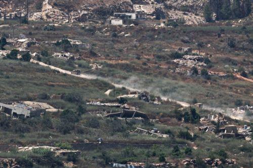 epa13070680 An Israeli military vehicle maneuvers on the Lebanese side of the Israel-Lebanon border, as seen from the Upper Galilee, 28 June 2026, amid an Israel-Lebanon ceasefire.  EPA/ATEF SAFADI