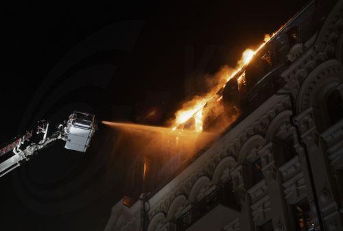 epaselect epa13079715 Ukrainian firefighters work at the site of a Russian drone strike on a hotel building in central Kyiv, Ukraine, 02 July 2026, amid the Russian invasion. According to the State Emergency Service of Ukraine, at least 17 people were killed and more than 90 injured after a massive overnight Russian attack on Kyiv. The Ukrainian Air Force...