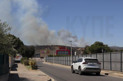 epa13091782 ​Smoke rises from a wildfire burning in Ille-sur-Tet, southern France, 06 July 2026. The fire has scorched some 4,600 hectares in the foothills of the French Pyrenees and more thant 10.000 people have been ordered to leave, local ​prefect Pierre Regnault de la Mothe said.  EPA/CHLOE REULET