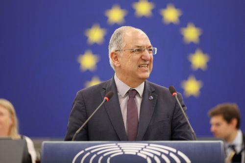 epa13098014 European Commissioner for fisheries and Oceans Costas Kadis speaks on Narco-trafficking in Europe’s waters: protecting our borders and supporting our law enforcement officers at the European Parliament session in Strasbourg, France, 08 July 2026.  EPA/OLIVIER MATTHYS