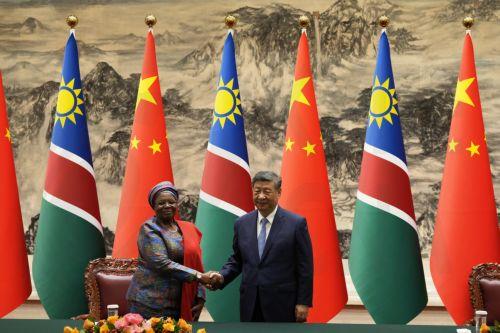 epa13102442 Namibian President Netumbo Nandi-Ndaitwah (L) shakes hands with Chinese President Xi Jinping after a signing ceremony at the Great Hall of the People in Beijing, China, 10 July 2026.  EPA/NG HAN GUAN / POOL