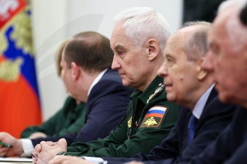 epa13128067 Russian Defence Minister Andrei Belousov attends a meeting with Russian President Putin and members of the Security Council at the Kremlin in Moscow, Russia, 23 July 2026.  EPA/ALEXANDER KAZAKOV / SPUTNIK / KREMLIN POOL MANDATORY CREDIT