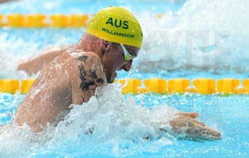 epa13134975 Sam Williamson of Australia during the Men’s 50m Butterfly Semi-Final at the Glasgow 2026 Commonwealth Games at the Tollcross International Swimming Centre in Glasgow, Britain, 26 July 2026.  EPA/DEAN LEWINS AUSTRALIA AND NEW ZEALAND OUT