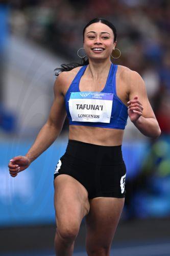 epa13135799 Symone Tafuna'i of Samoa competes in the Women's 100m Heats during the the Glasgow 2026 Commonwealth Games at Scotstoun Stadium in Glasgow, Britain, 27 July 2026.  EPA/JOEL CARRETT AUSTRALIA AND NEW ZEALAND OUT