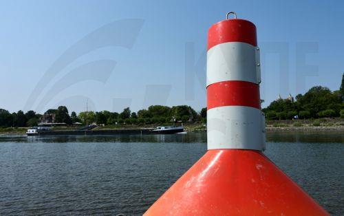 epa13141327 A buoy used to mark the waterway on the Rhine river is sitting on dry land in Speyer, Germany, 30 July 2026. Due to a severe heatwave and prolonged dry weather, water levels on the Rhine River in Germany have plunged. The German Weather Service (DWD) expects the heat wave to peak in the coming days, with temperatures between 34 and 38 degrees...