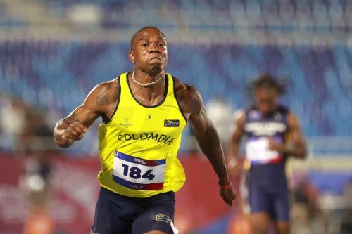 epa13149199 Ronal Longa of Colombia competes in the Men's 100 m final during the XXV Central American and Caribbean Games Santo Domingo 2026, in Santo Domingo, Dominican Republic, 03 August 2026.  EPA/ORLANDO BARRIA
