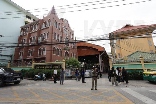 epa13155086 A view of the Debsirin Nonthaburi School following a school shooting in Bang Kruai district, Nonthaburi province, Thailand, 07 August 2026. Seven people were killed and 15 others injured after a student opened fire inside the school campus before taking his own life, according to a Royal Thai Police spokesperson.  EPA/RUNGROJ YONGRIT