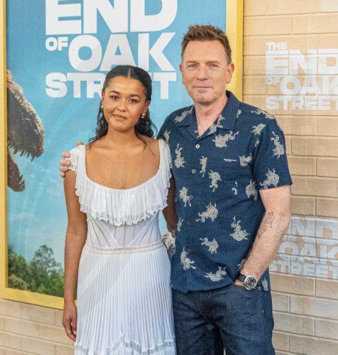 epa13158627 US actor Jordan Alexa Davis (L) and Scottish actor Ewan McGregor (R) arrive for the premiere of 'The End of Oak Street' at Warner Bros. Studios in Los Angeles, California, USA, 09 August 2026.  EPA/CONNOR TERRY