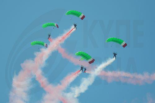 epa13175253 Indonesian special forces skydivers perform during a ceremony marking the 81st anniversary of Indonesia's Independence at the Presidential Palace in Jakarta, Indonesia, 17 August 2026. Indonesia gained independence from the Netherlands on 17 August 1945.  EPA/MAST IRHAM