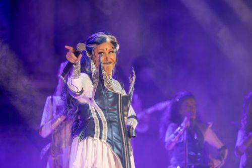 epa13191582 An artist performs in the musical 'The Nine Muses' during the closing of the 72nd edition of the International Classical Theatre Festival of Merida, in Merida, Spain, 26 August 2026.  EPA/Jero Morales