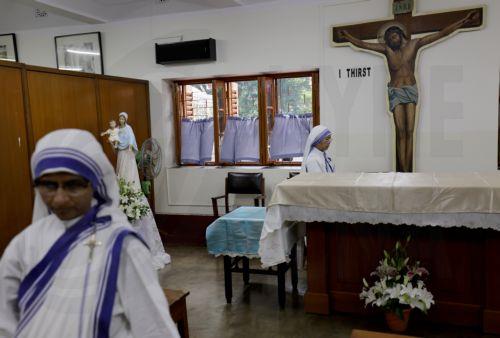 epa13191747 Nuns prepare the prayer room before a mass prayer to celebrate the 116th birth anniversary of Mother Teresa at the Mother House in Kolkata, India, 26 August 2026. Mother Teresa, born Agnes Gonxha Bojaxhiu on 26 August 1910 to Albanian parents in Skopje, began serving the poor in Calcutta in 1948 and was awarded the Nobel Peace Prize in 1979. ...