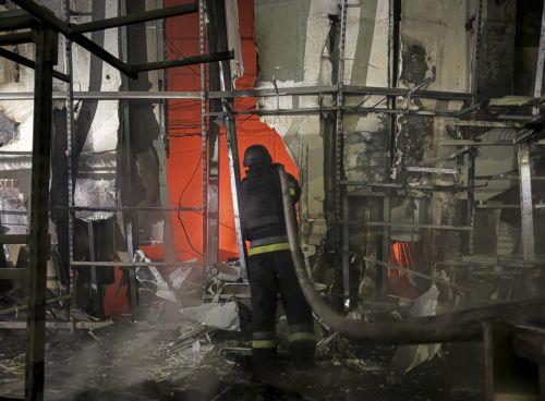 epa13219182 A Ukrainian rescuer works at the site of a Russian drone strike on the last major shopping mall in Zaporizhzhia, Ukraine, 07 September 2026, amid the Russian invasion. The City Center shopping mall has been closed since the beginning of September due to persistent shelling of civilian infrastructure, and no casualties were reported in the...