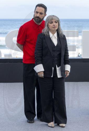 epa13253951 Filmmaker and scriptwriter Pablo Larrain (L) poses with writer Mariana Enriquez (R) pose during the presentation of the film 'Mis muertos tristes' (My Sad Dead) at the 74th edition of the San Sebastian Film Festival in San Sebastian, Spain, 21 September 2026.  EPA/JAVIER ETXEZARRETA
