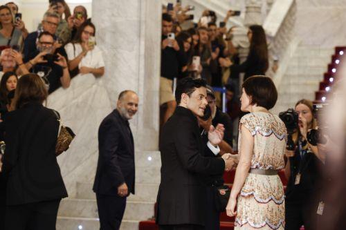 epa13256630 US actor Rami Malek (C-R) and filmmaker Ira Sachs (C-L) arrive for the presentation of the film 'The Man I Love' at the 74th San Sebastian International Film Festival, in San Sebastian, Spain, 22 September 2026. The festival runs until 26 September 2026.  EPA/Juan Herrero