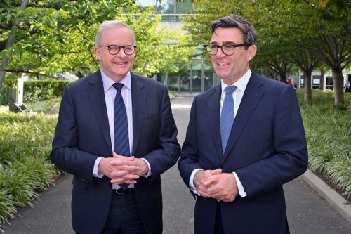 epa13256702 Australian Prime Minister Anthony Albanese (L) meets with British Prime Minister Andy Burnham at the United Nations General Assembly in New York, New York, USA, 22 September 2026.  EPA/MICK TSIKAS  AUSTRALIA AND NEW ZEALAND OUT