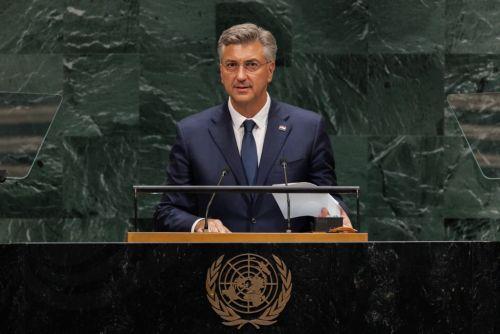 epa13256787 Prime Minister of Croatia Andrej Plenkovic speaks during the General Debate of the 81st session of the United Nations General Assembly at United Nations Headquarters in New York, New York, USA, 22 September 2026.  EPA/OLGA FEDOROVA