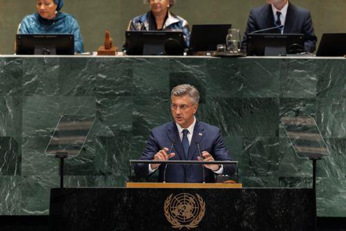 epa13256789 Prime Minister of Croatia Andrej Plenkovic speaks during the General Debate of the 81st session of the United Nations General Assembly at United Nations Headquarters in New York, New York, USA, 22 September 2026.  EPA/OLGA FEDOROVA