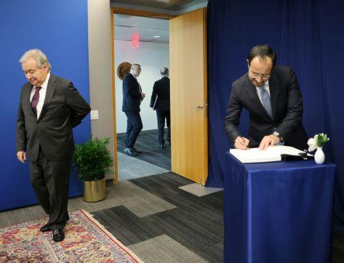 Ο Πρόεδρος της Δημοκρατίας κ. Νίκος Χριστοδουλίδης σε συνάντηση με τον Γενικό Γραμματέα των Ηνωμένων Εθνών κ. António Guterres, Νέα Υόρκη Πέμπτη 24 Σεπτεμβρίου 2026. ΚΥΠΕ/ΚΑΤΙΑ ΧΡΙΣΤΟΔΟΥΛΟΥ