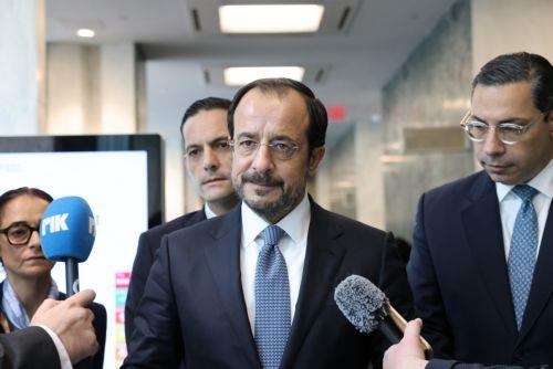 Ο Πρόεδρος της Δημοκρατίας κ. Νίκος Χριστοδουλίδης προβαίνει σε ενημέρωση των ΜΜΕ, μετά την συνάντηση που είχε με τον Γενικό Γραμματέα των Ηνωμένων Εθνών κ. António Guterres στην Νέα Υόρκη Πέμπτη 24 Σεπτεμβρίου 2026. ΚΥΠΕ/ΚΑΤΙΑ ΧΡΙΣΤΟΔΟΥΛΟΥ