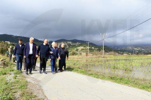 Κυβερνητικό κλιμάκιο πραγματοποιεί αυτοψία στις πληγείσες περιοχές από την κακοκαιρία, στο Οροπέδιο Λασιθίου, Κρήτη Δευτέρα 5 Οκτωβρίου 2026. Σύσκεψη παρουσία κυβερνητικού κλιμακίου πραγματοποιήθηκε στο Ηράκλειο Κρήτης, με αντικείμενο την αποτίμηση των επιπτώσεων από τα έντονα καιρικά φαινόμενα των προηγούμενων ημερών, όπως και τον συντονισμό των επόμενων...