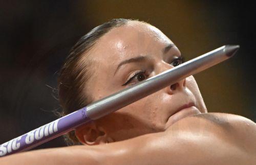 epa10130879 Elina Tzengko of Greece in action during the women's javelin throw finals at the European Championships Munich 2022, Munich, Germany, 20 August 2022. The championships will feature nine Olympic sports, Athletics, Beach Volleyball, Canoe Sprint, Cycling, Artistic Gymnastics, Rowing, Sport Climbing, Table Tennis and Triathlon.  EPA/CHRISTIAN BRUNA