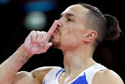 epa10131848 Eleftherios Petrounias of Greece celebrates after winning the men's final on the Rings during the Artistic Gymnastics events at the European Championships Munich 2022, Munich, Germany, 21 August 2022. The championships will feature nine Olympic sports, Athletics, Beach Volleyball, Canoe Sprint, Cycling, Artistic Gymnastics, Rowing, Sport...
