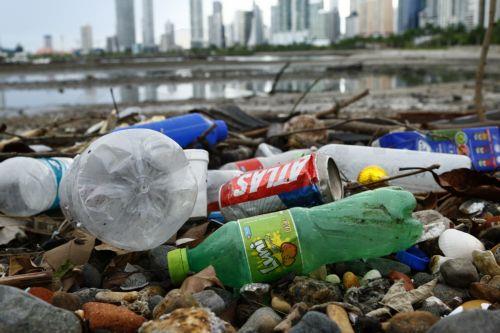 epa10662583 Garbage sits at the Bay of Panama, which is fed by the polluted Matasnillo River, in Panama City, Panama, 29 May 2023. Panamanian authorities launched 71 million dollar project to clean up one of the most polluted rivers in the country, the Matasnillo river, which flows into the Bay of Panama around Panama City.  EPA/Carlos Lemos
