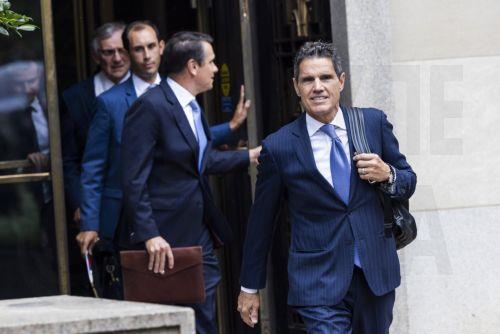 epa10825541 Attorney John Lauro (R), along with other lawyers representing former US president Donald Trump, leaves federal court in DC after attending a status conference on the former president's trial date for his 2020-election case brought by Jack Smith in Washington, DC, USA, 28 August 2023. Judge Tanya Chutkan set 04 March 2024 as the initial trial...