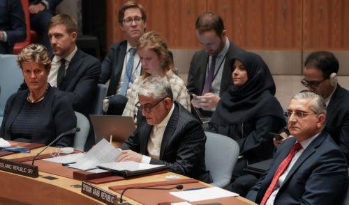 epa11279558 Islamic Republic of Iran Ambassador Amir Saeid Iravani (C) reads a speech to members of the Security Council at United Nations Headquarters in New York, New York, USA, 14 April 2024. The meeting was called to discuss the situation in the Middle East amid escalations between the State of Israel and the Islamic Republic of Iran.  EPA/STEPHANI...