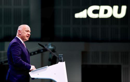 epa11321121 Berlin Governing Mayor Kai Wegner speaks during the Christian Democratic Union (CDU) party convention in Berlin, Germany, 06 May 2024. The federal party convention of the Christian Democratic Union (CDU) takes place from 06 to 08 May in Berlin.  EPA/FILIP SINGER